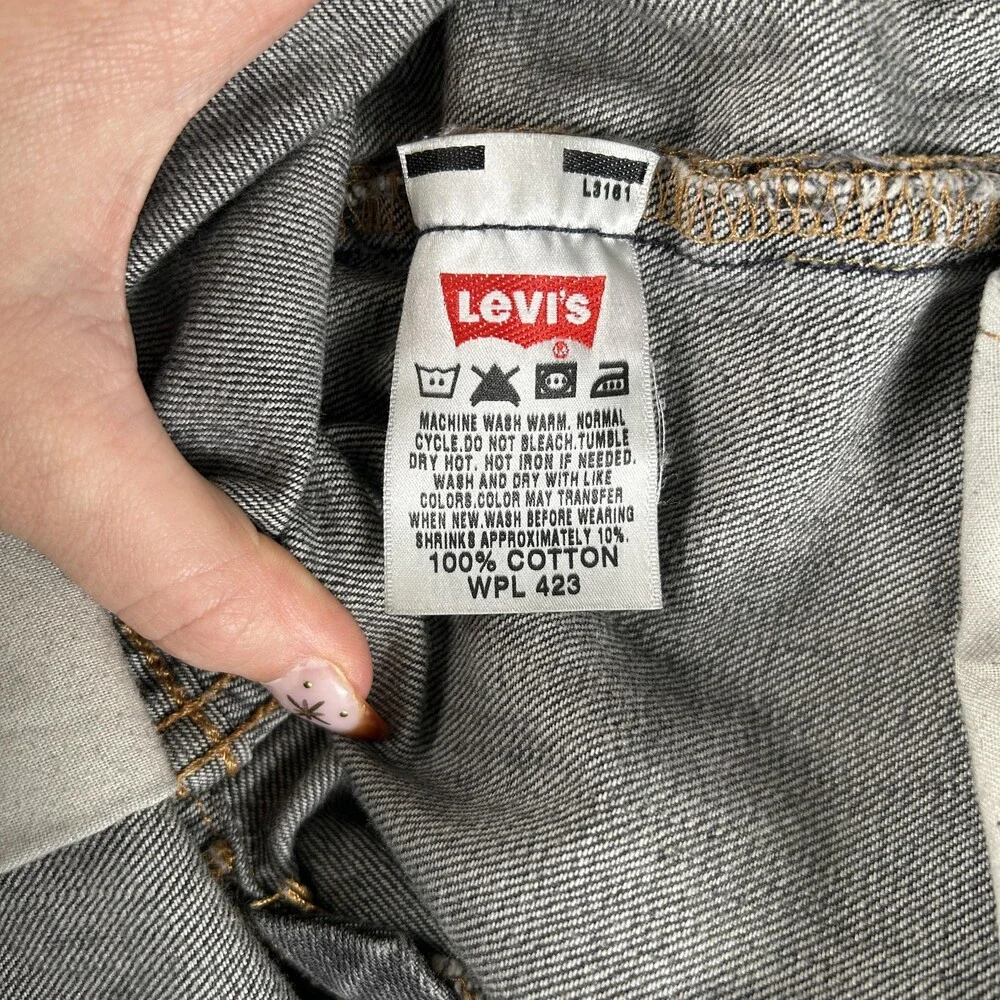 Levis 501XX Jeans Mens 31x30 Charcoal Gray Denim Straight Button Fly Irregular